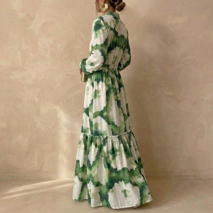 Eden | Refined Tiered Maxi Race Dress with Long Sleeves