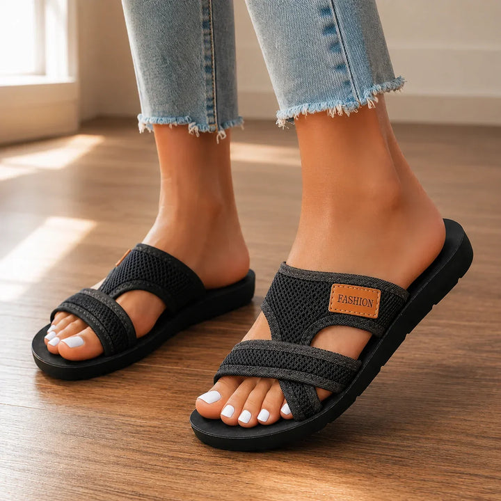 Eden | Wide Fit Crossover Strap Flat Sandals