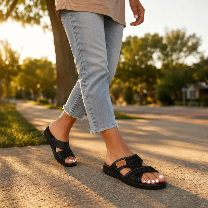 Eden | Wide Fit Crossover Strap Flat Sandals