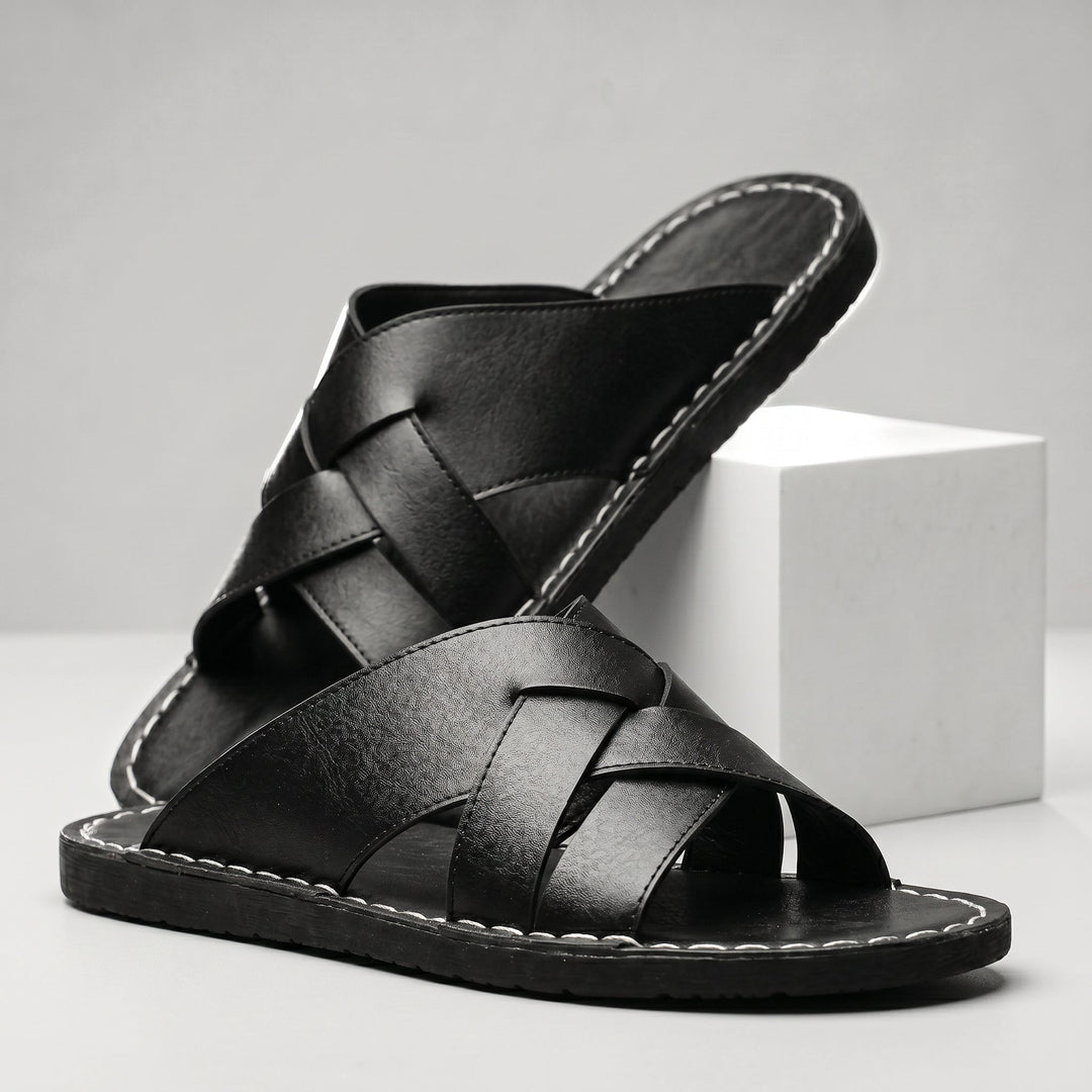 Edward | Classic Cross Strap Open Toe Mens Slides