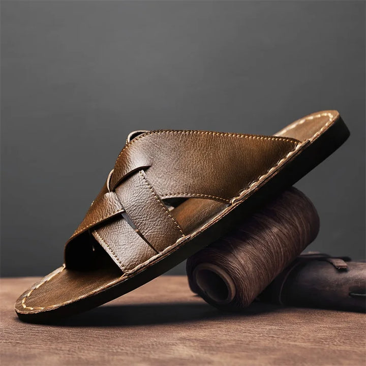 Edward | Classic Cross Strap Open Toe Mens Slides