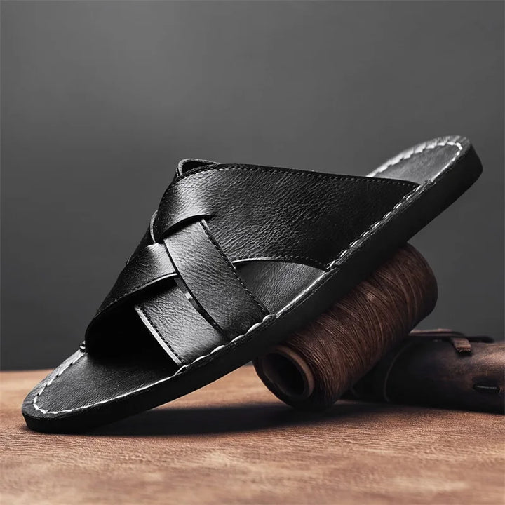 Edward | Classic Cross Strap Open Toe Mens Slides