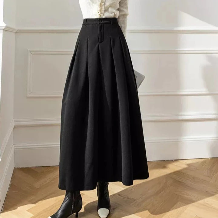 Eleanor | Cosy Pleated A-Line Midi Skirt