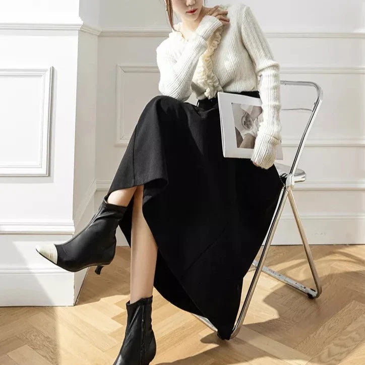 Eleanor | Cosy Pleated A-Line Midi Skirt