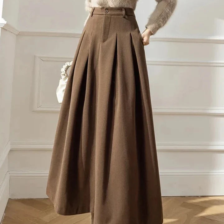 Eleanor | Cosy Pleated A-Line Midi Skirt