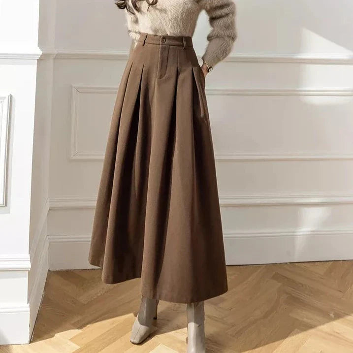 Eleanor | Cosy Pleated A-Line Midi Skirt