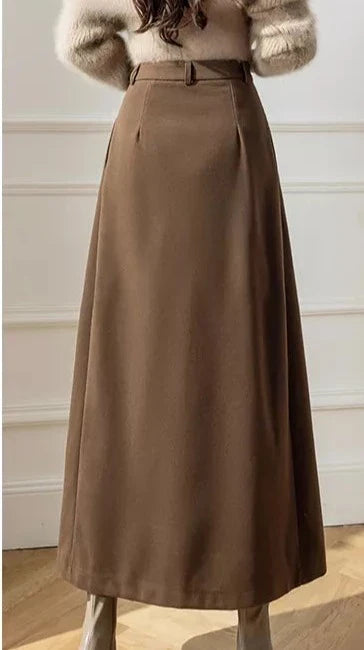 Eleanor | Cosy Pleated A-Line Midi Skirt