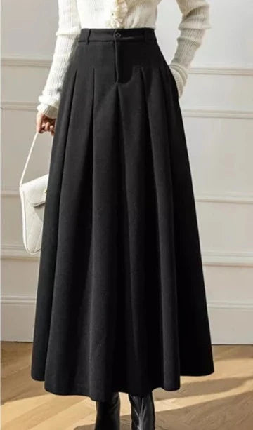 Eleanor | Cosy Pleated A-Line Midi Skirt