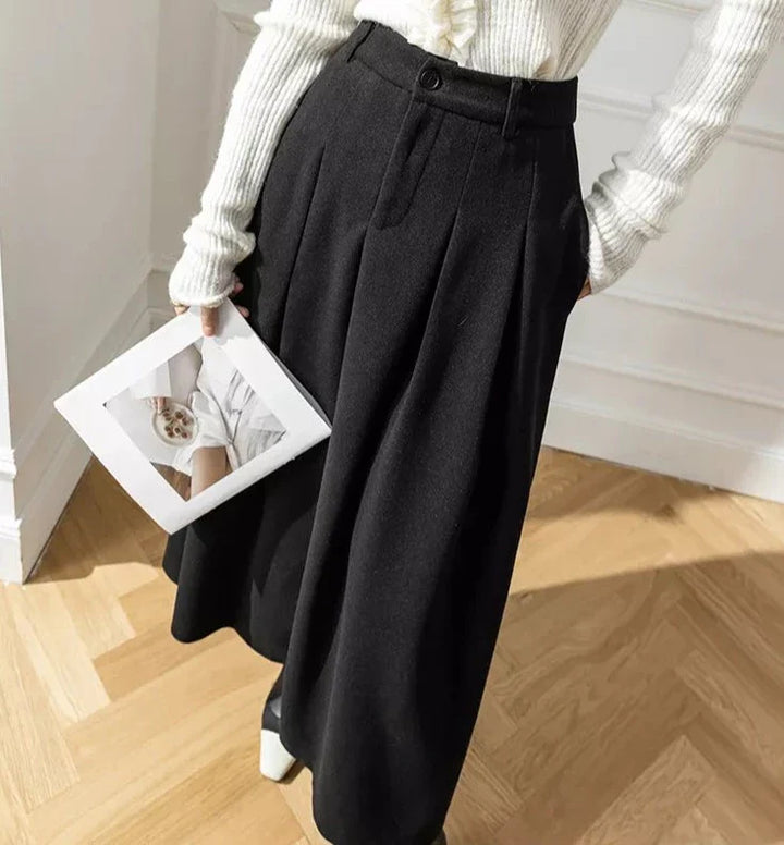 Eleanor | Cosy Pleated A-Line Midi Skirt