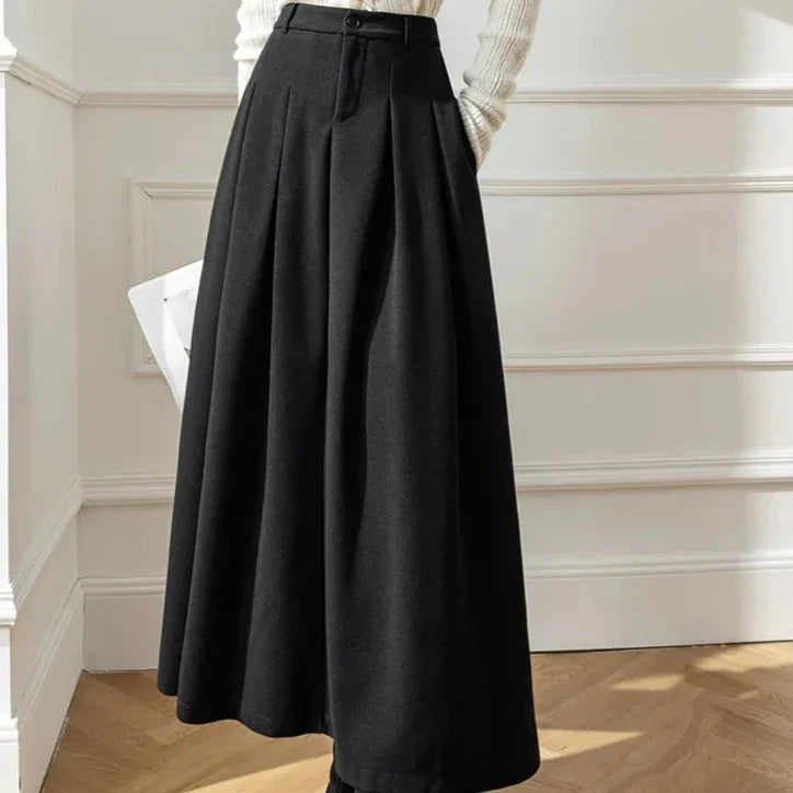 Eleanor | Cosy Pleated A-Line Midi Skirt