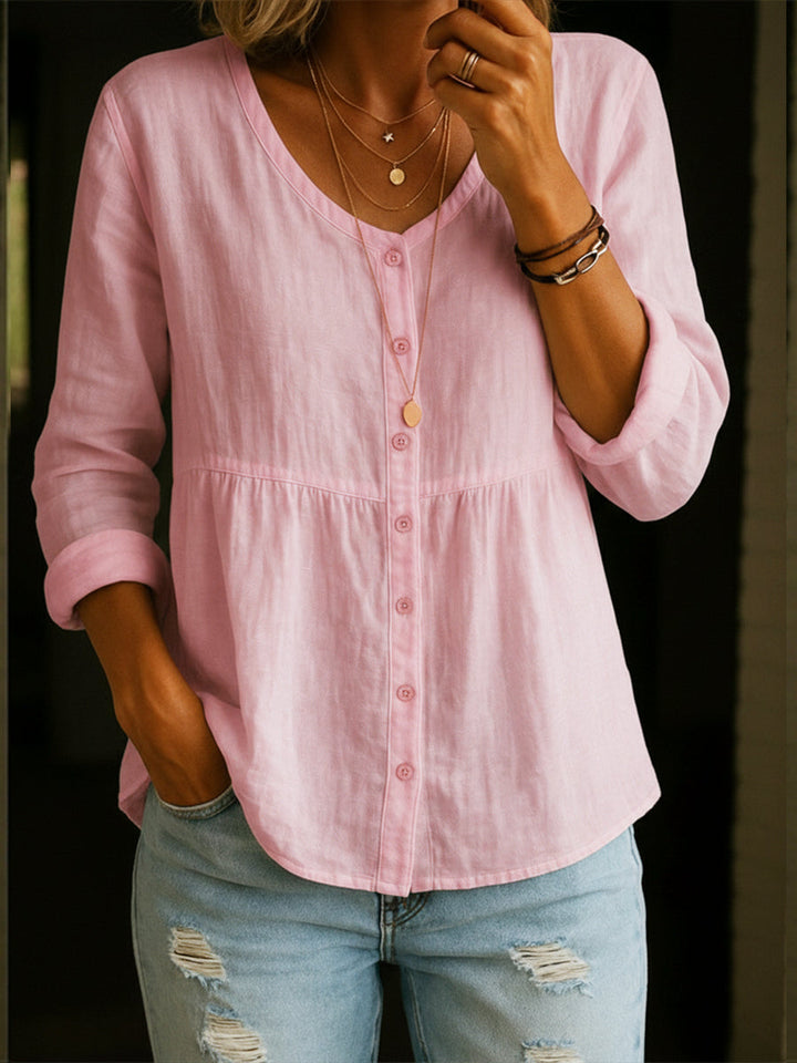 Eleanor | Elegant Button-Down Peplum Tunic Top