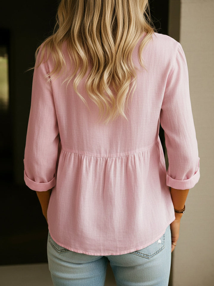 Eleanor | Elegant Button-Down Peplum Tunic Top