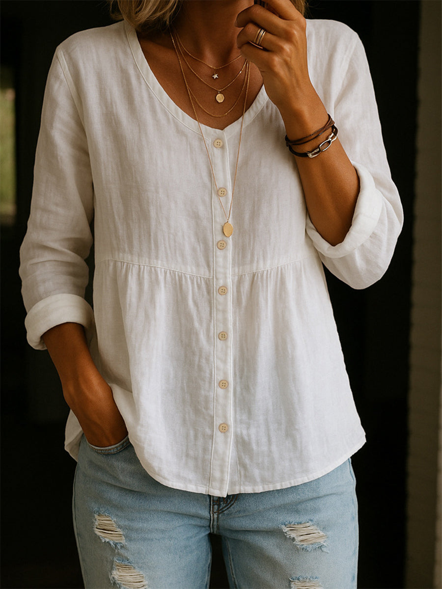 Eleanor | Elegant Button-Down Peplum Tunic Top