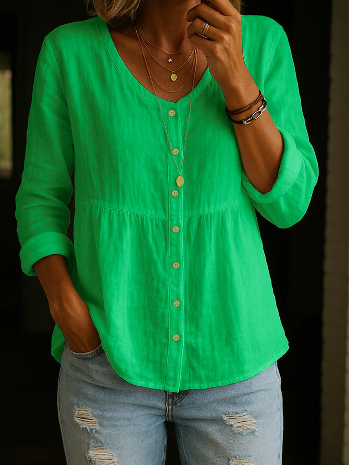 Eleanor | Elegant Button-Down Peplum Tunic Top