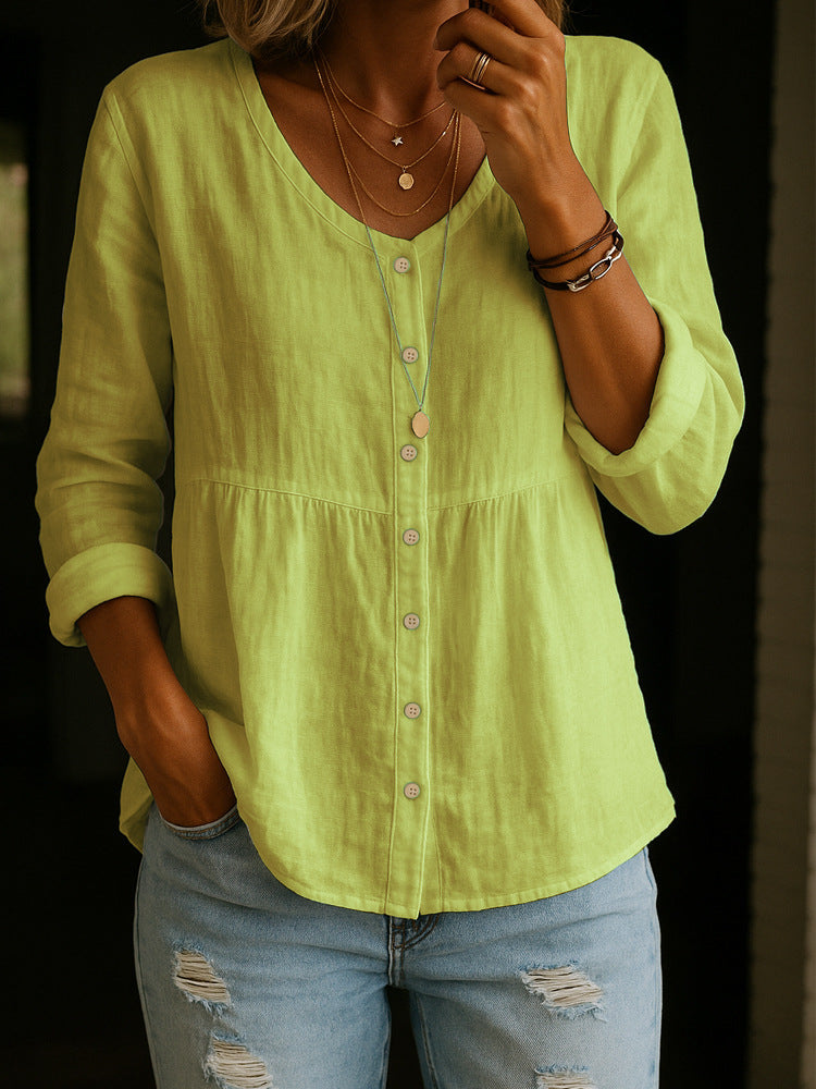 Eleanor | Elegant Button-Down Peplum Tunic Top