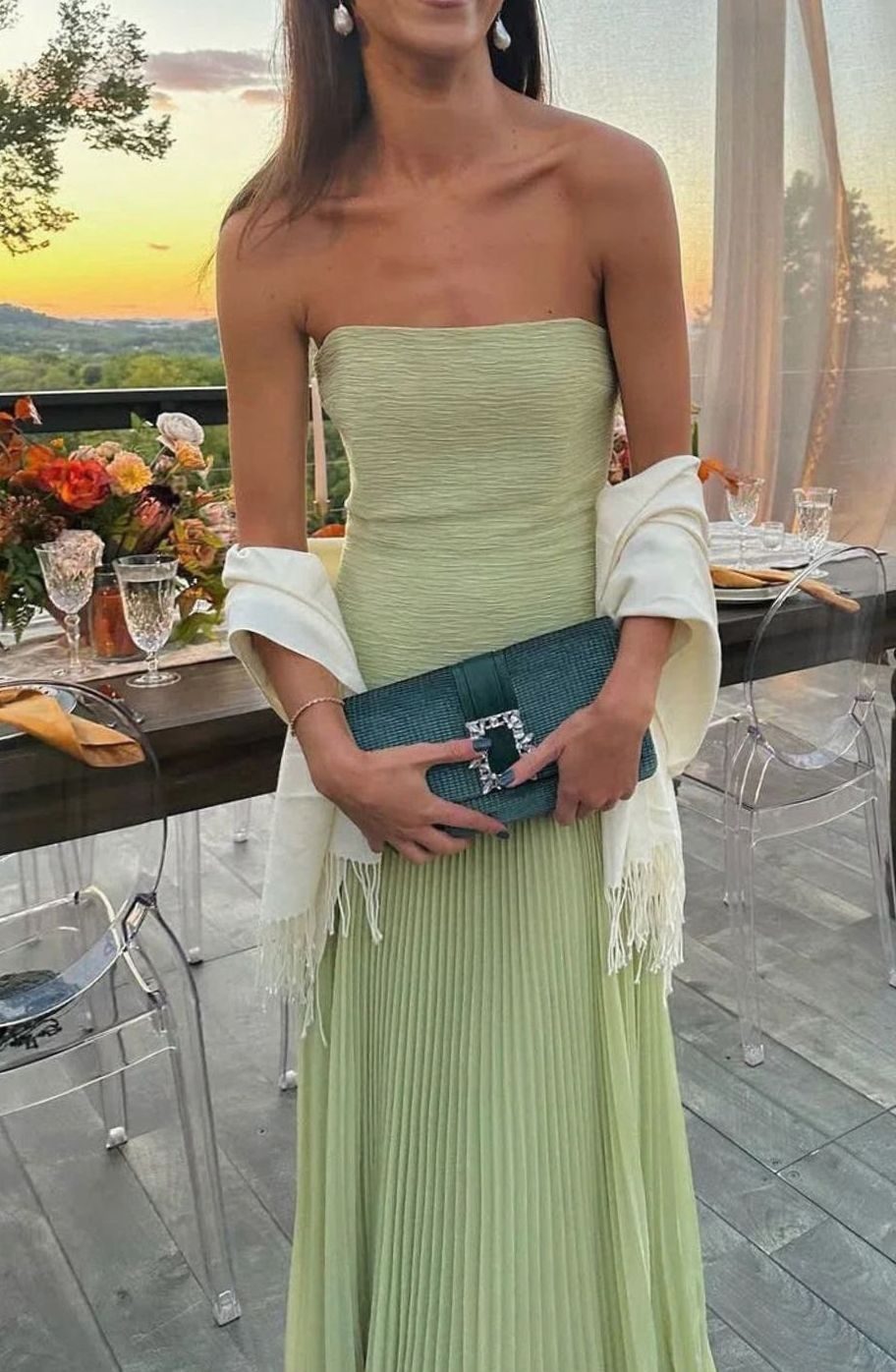 Eleanor | Polished Strapless Pleated Races Dress