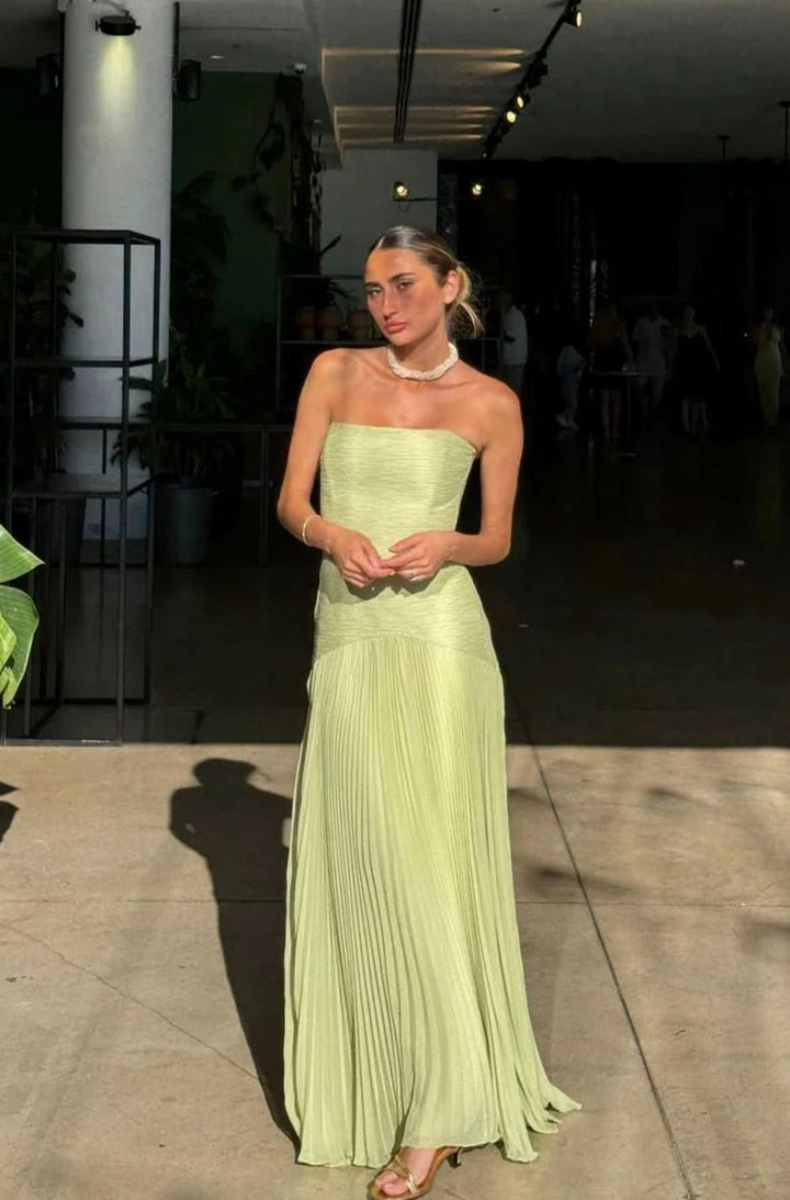 Eleanor | Polished Strapless Pleated Races Dress