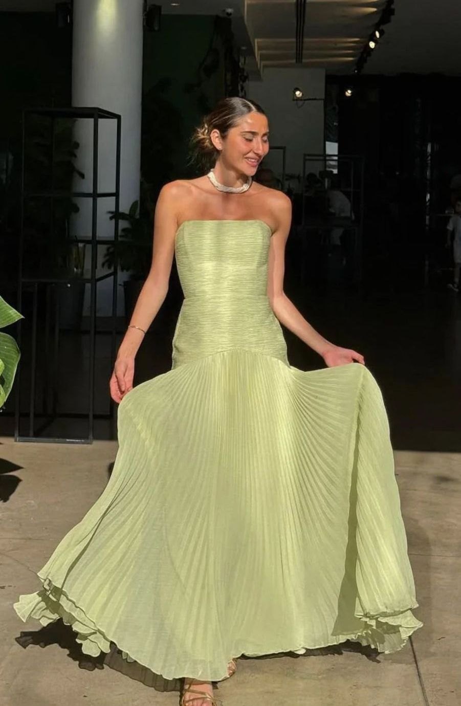 Eleanor | Polished Strapless Pleated Races Dress