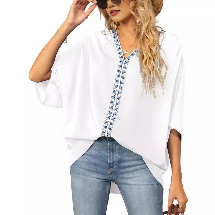 Eleanor | Stylish Boho Embroidered Oversized V-Neck Tunic