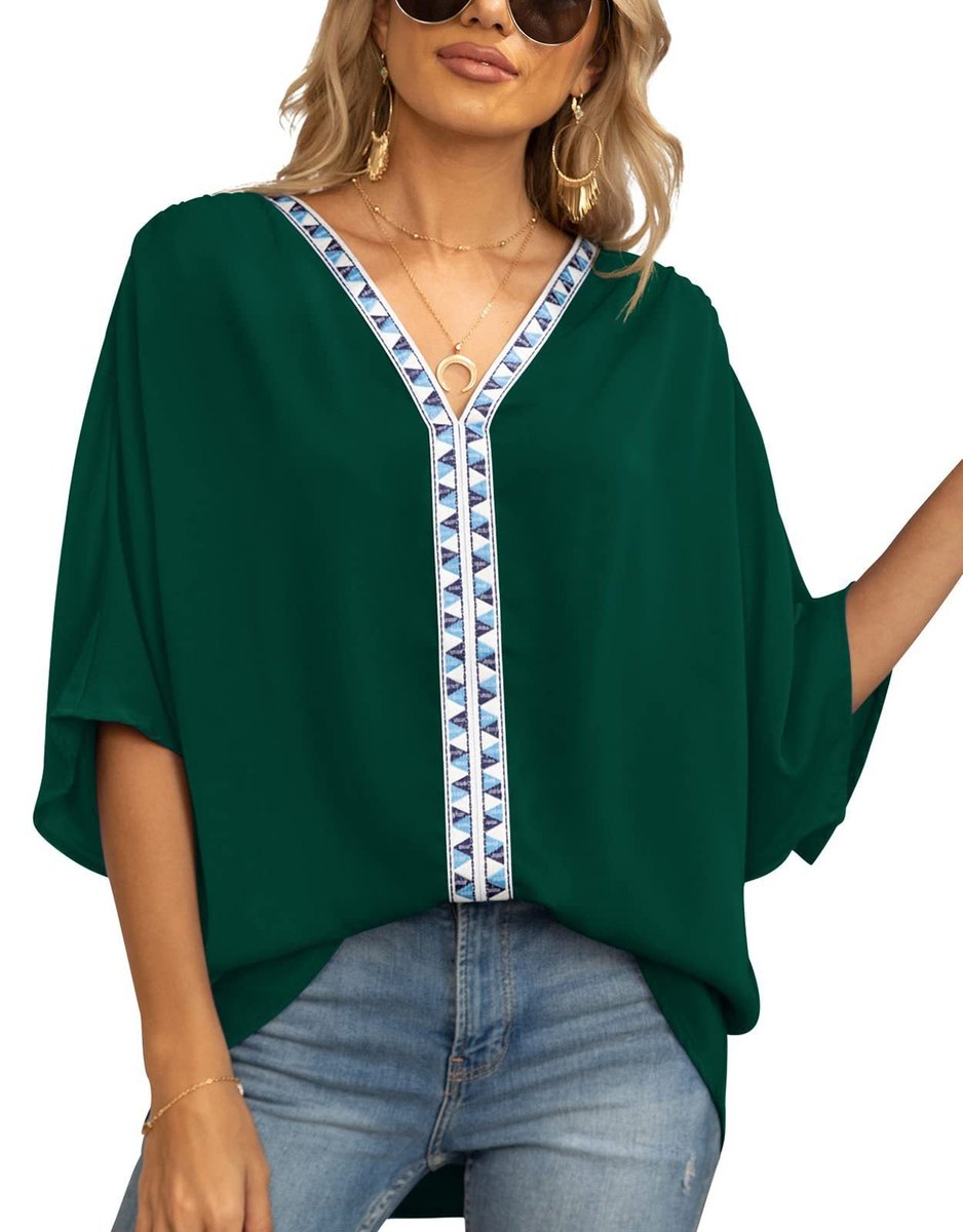 Eleanor | Stylish Boho Embroidered Oversized V-Neck Tunic