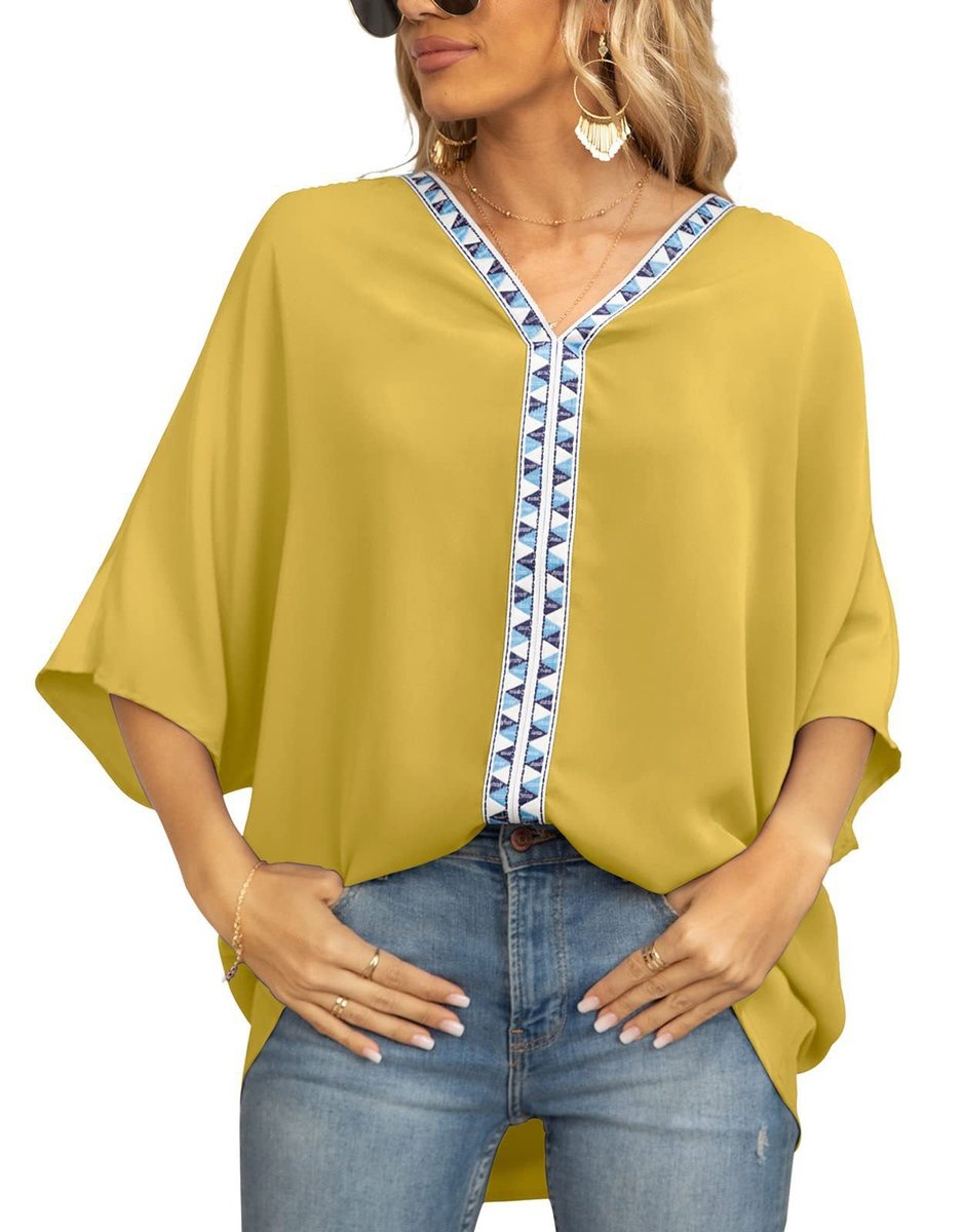 Eleanor | Stylish Boho Embroidered Oversized V-Neck Tunic