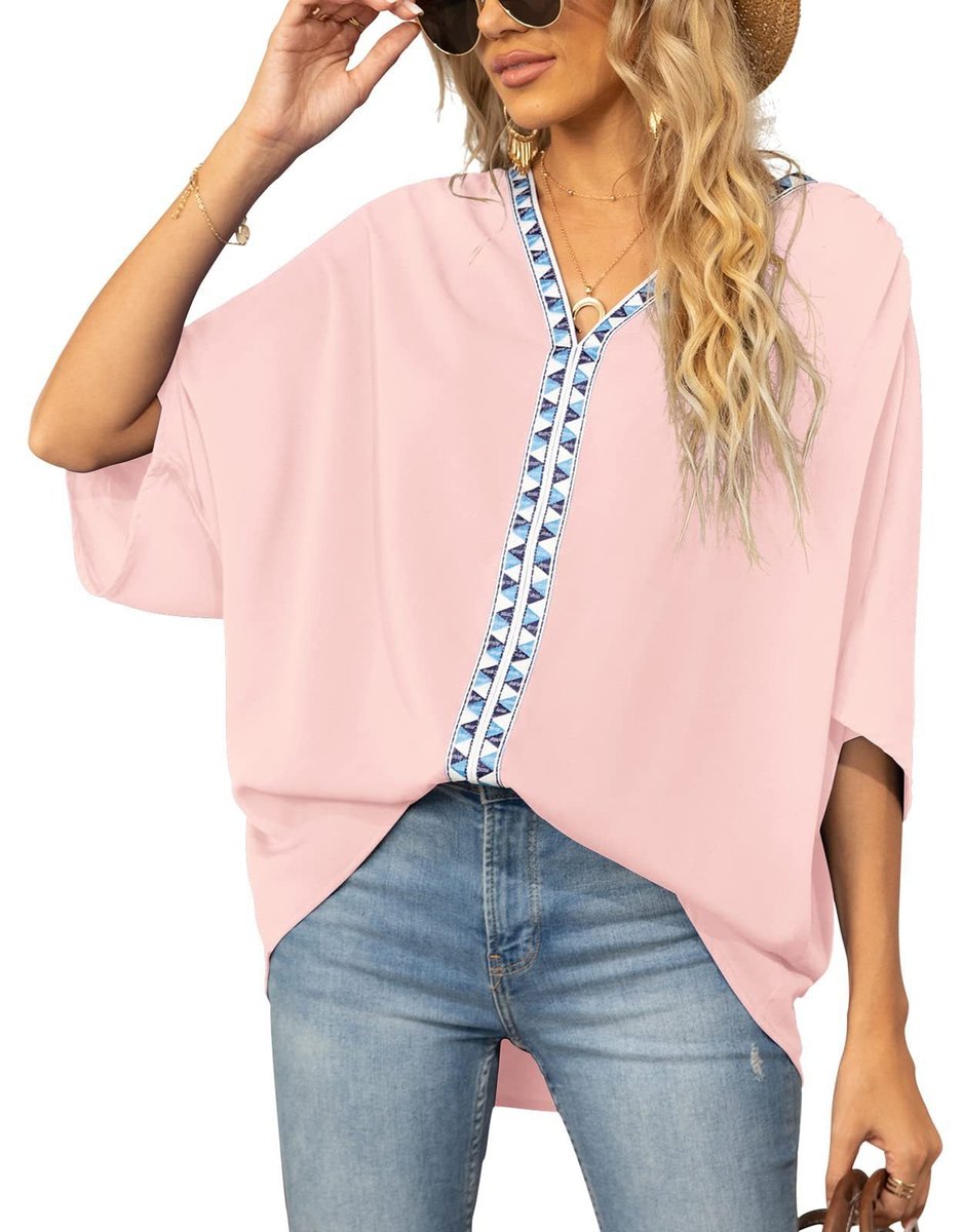Eleanor | Stylish Boho Embroidered Oversized V-Neck Tunic