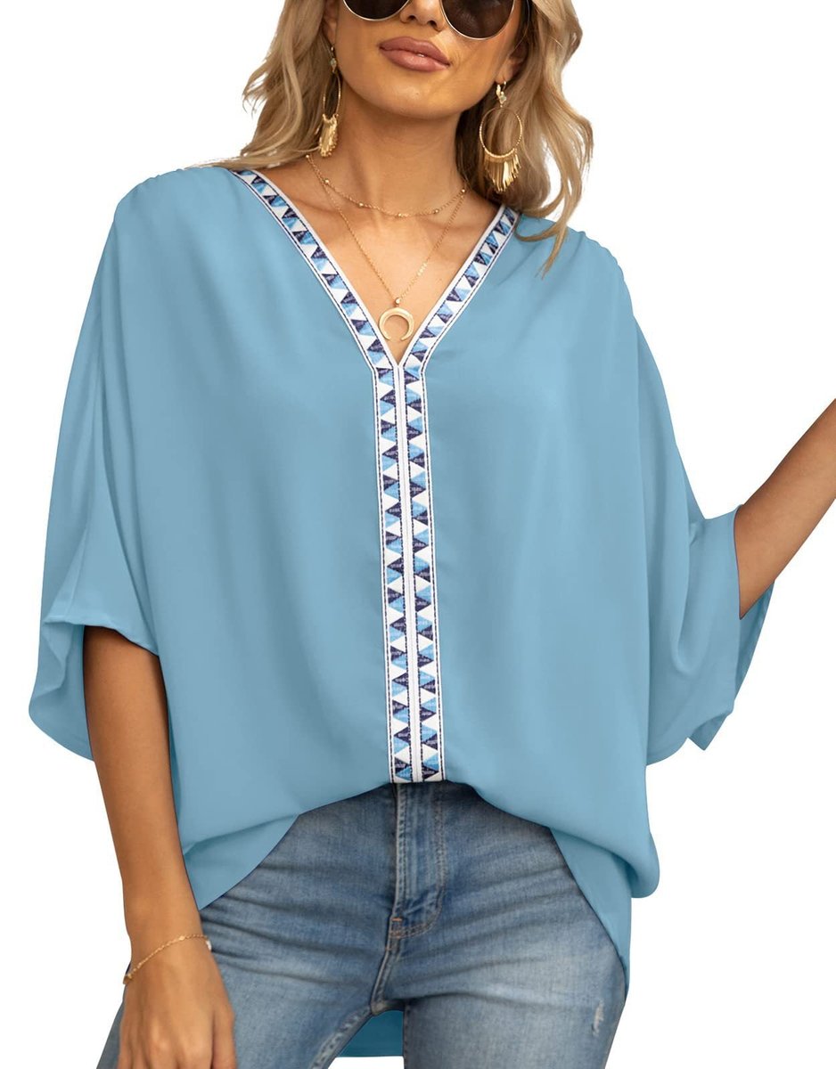 Eleanor | Stylish Boho Embroidered Oversized V-Neck Tunic