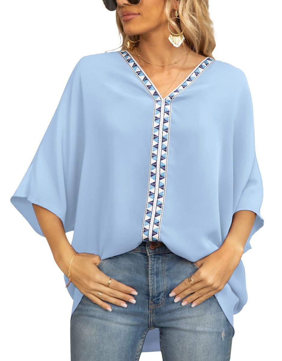 Eleanor | Stylish Boho Embroidered Oversized V-Neck Tunic