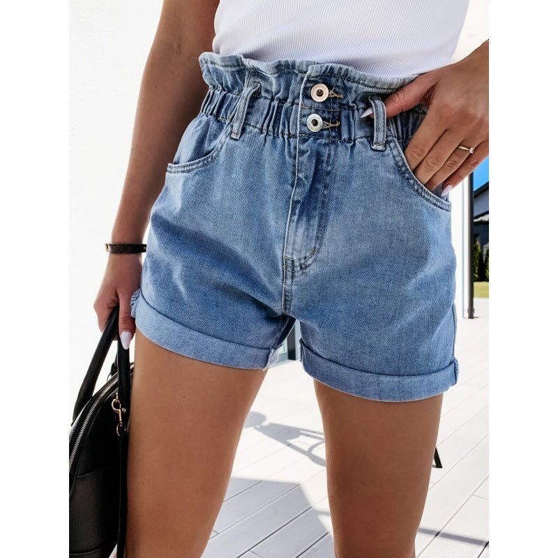 Elena | Polished High-Waisted Roll-Cuff Shorts