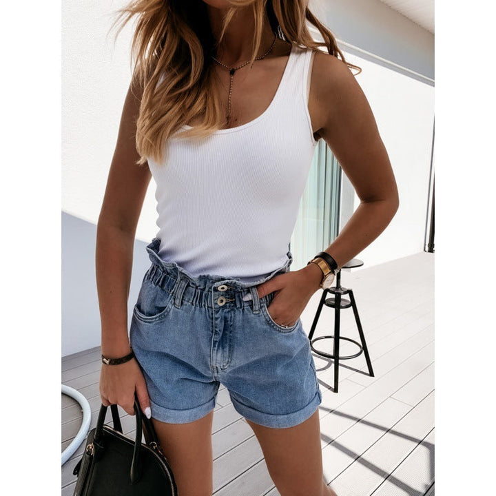 Elena | Polished High-Waisted Roll-Cuff Shorts