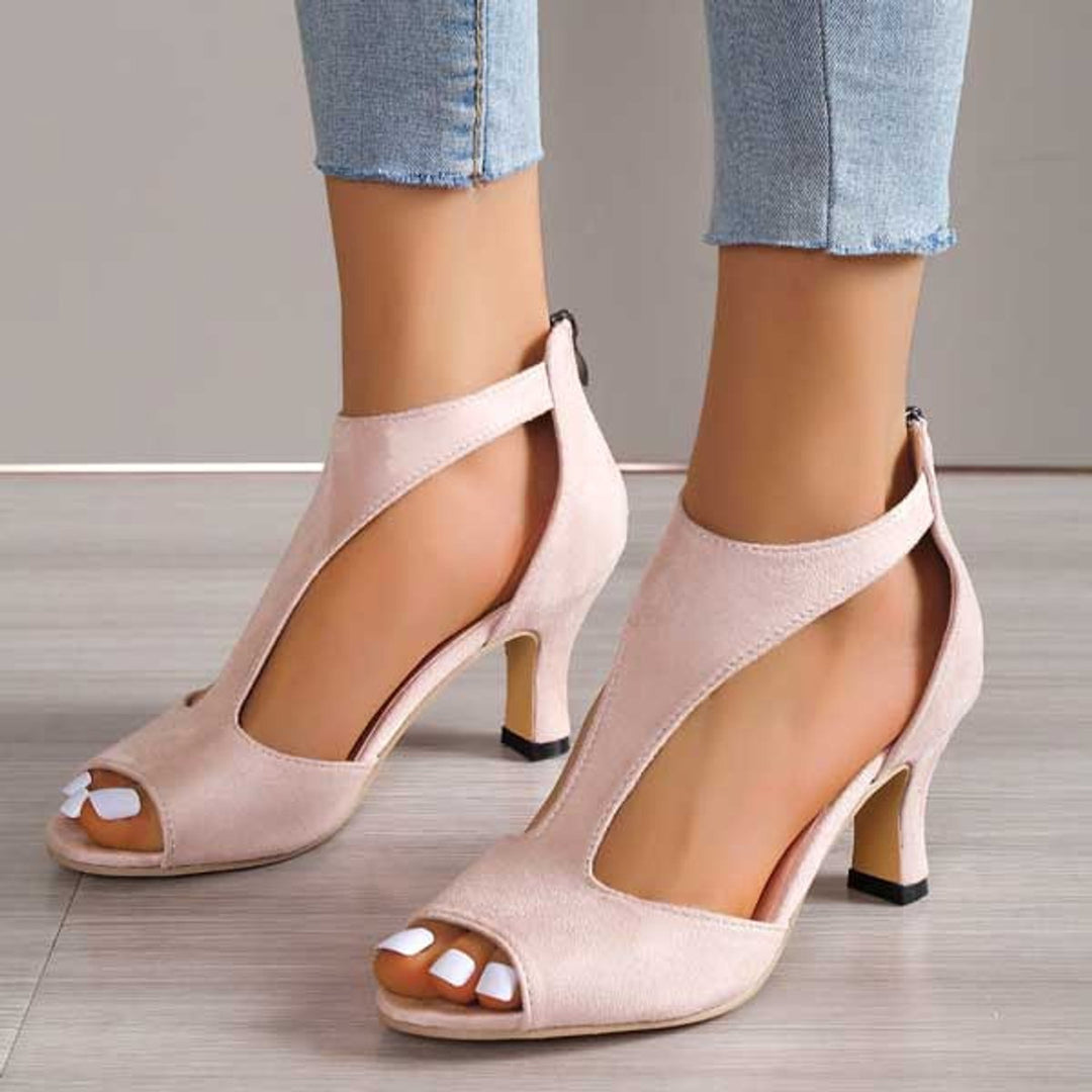 Elena | Relaxed Ankle Strap Open-Toe High Heels