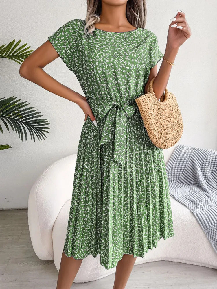 Elena | Sophisticated Pleated Floral Midi Dress