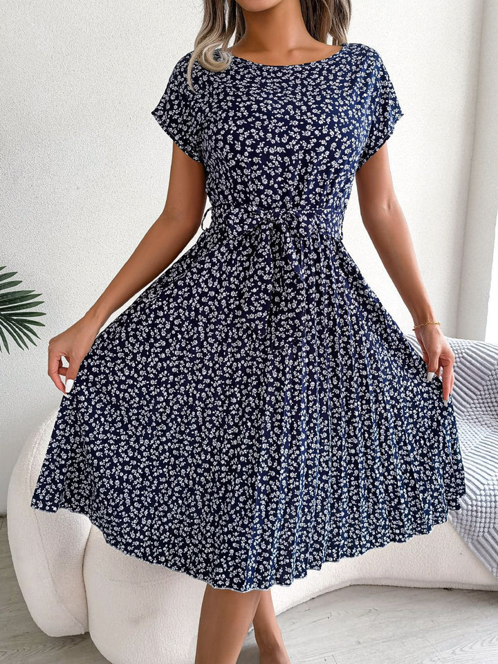 Elena | Sophisticated Pleated Floral Midi Dress