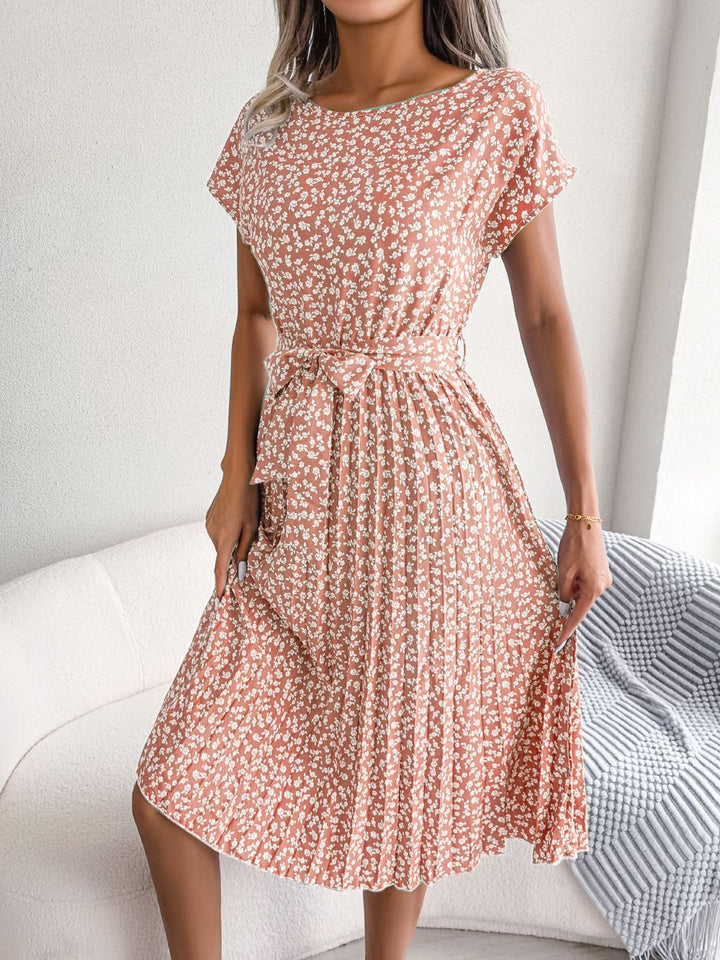 Elena | Sophisticated Pleated Floral Midi Dress