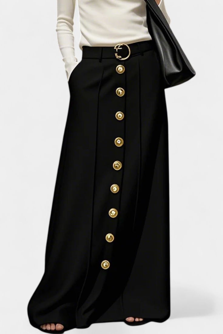 Elena | Stylish High Waisted Button Front Maxi Skirt