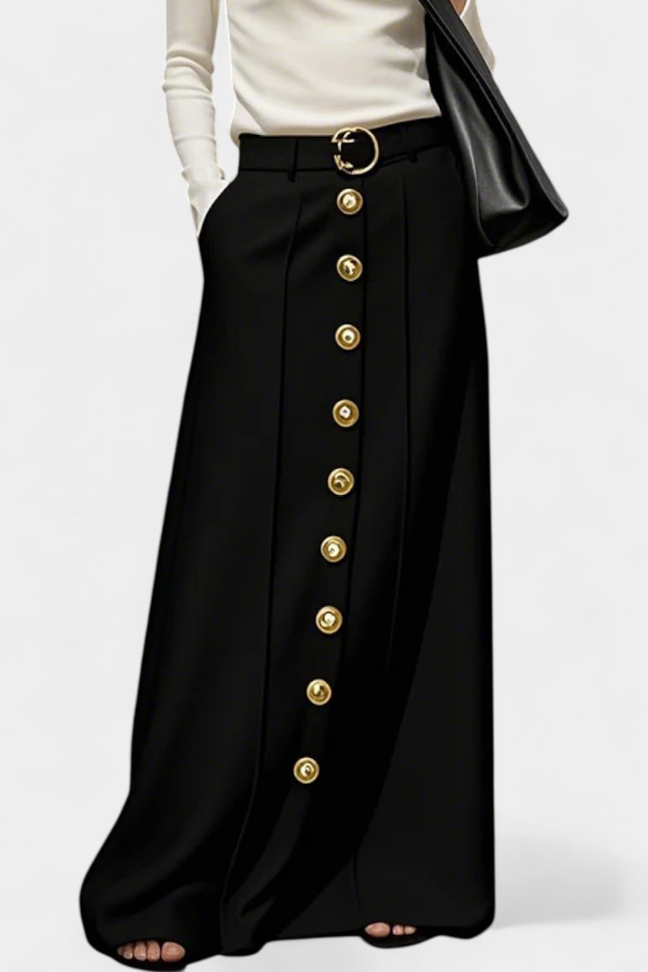 Elena | Stylish High Waisted Button Front Maxi Skirt