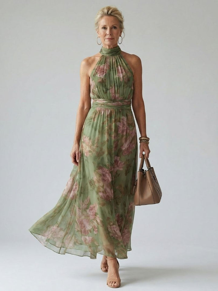 Eliana | Effortless Floral Halter Races Dress Maxi