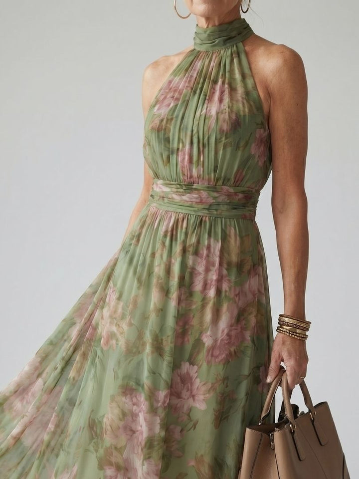 Eliana | Effortless Floral Halter Races Dress Maxi