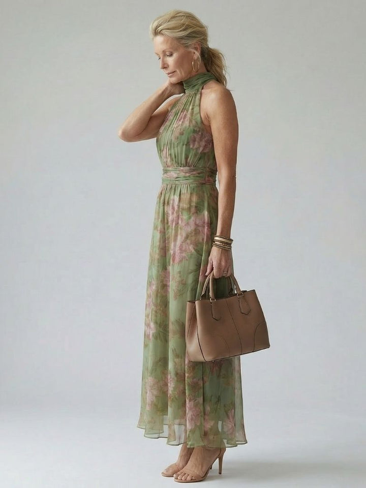 Eliana | Effortless Floral Halter Races Dress Maxi