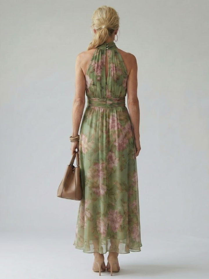 Eliana | Effortless Floral Halter Races Dress Maxi