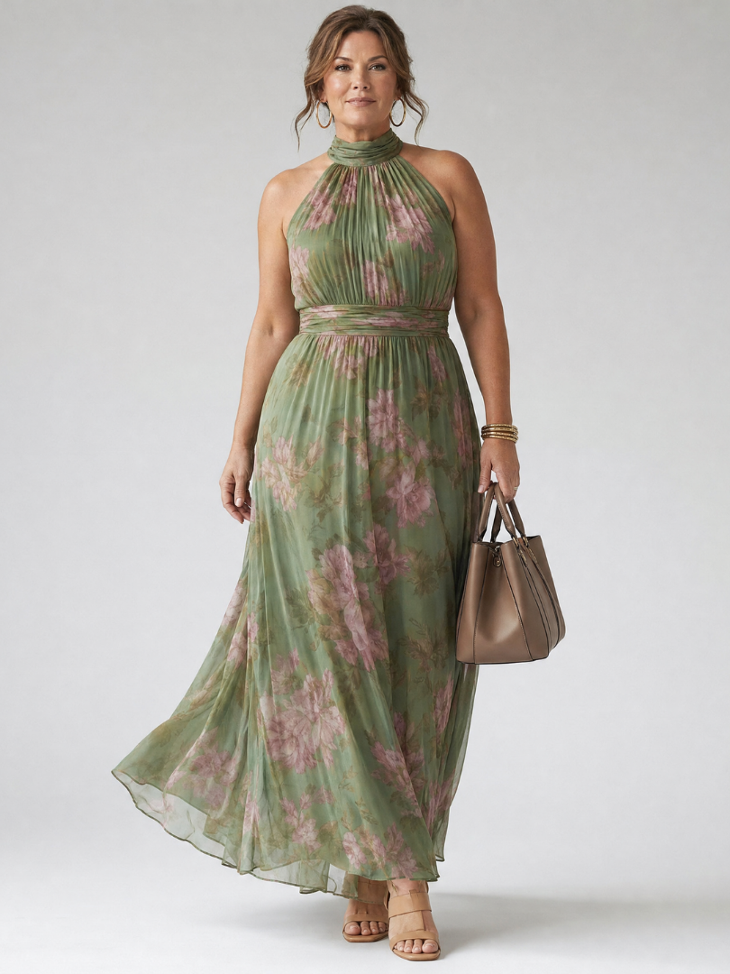Eliana | Effortless Floral Halter Races Dress Maxi