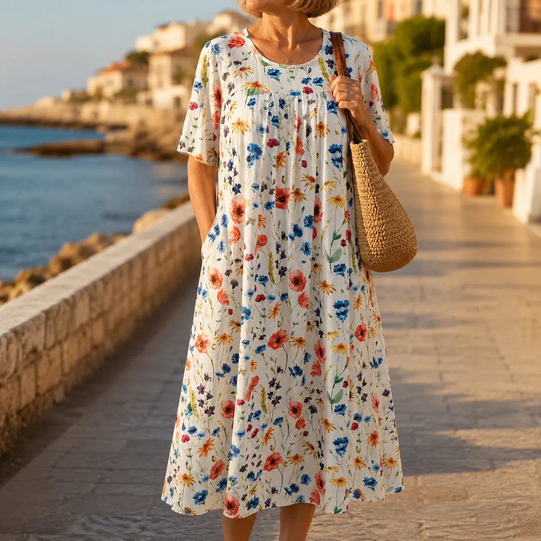 Eliana | Stylish Floral Midi Summer Dresses with Pockets