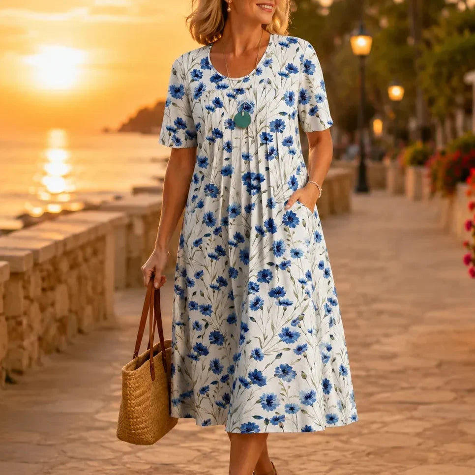 Eliana | Stylish Floral Midi Summer Dresses with Pockets