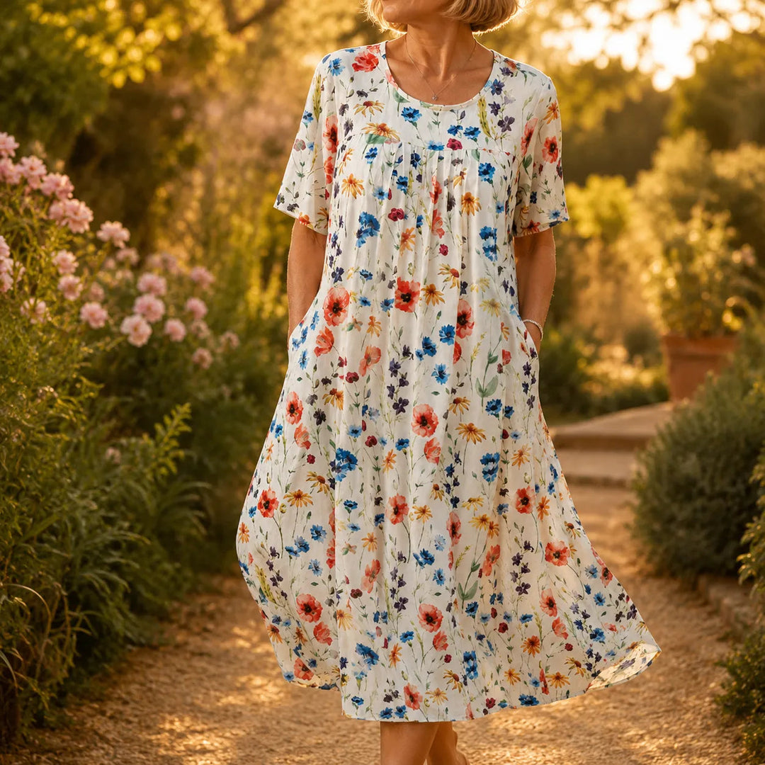 Eliana | Stylish Floral Midi Summer Dresses with Pockets