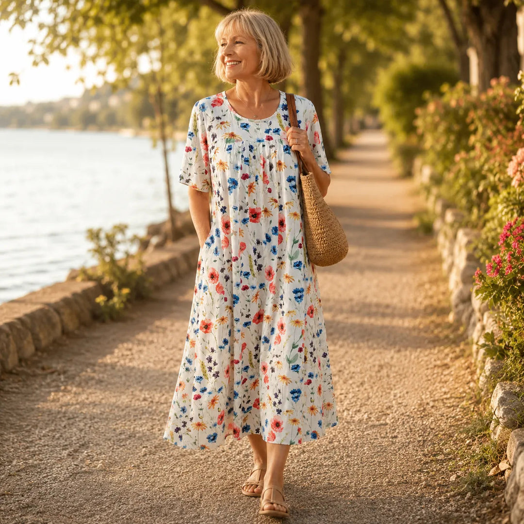 Eliana | Stylish Floral Midi Summer Dresses with Pockets