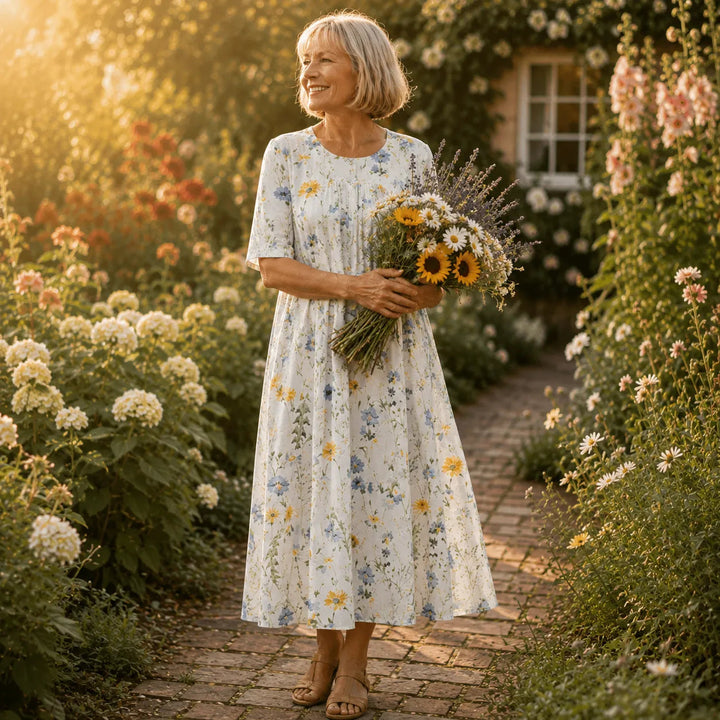 Eliana | Stylish Floral Midi Summer Dresses with Pockets