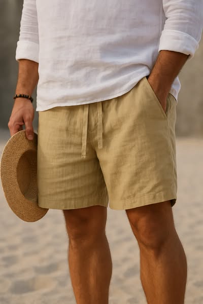 Elias | Classic Linen Shorts with Drawstring Waist for Summer
