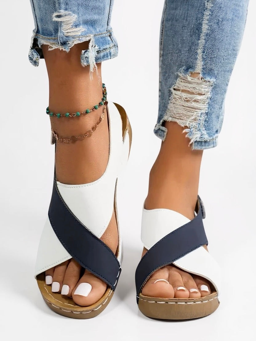 Elizabeth | Chic Cross Strap Platform Wedges Sandals