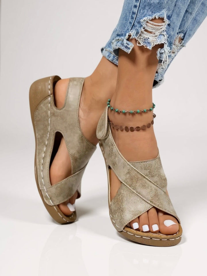 Elizabeth | Chic Cross Strap Platform Wedges Sandals