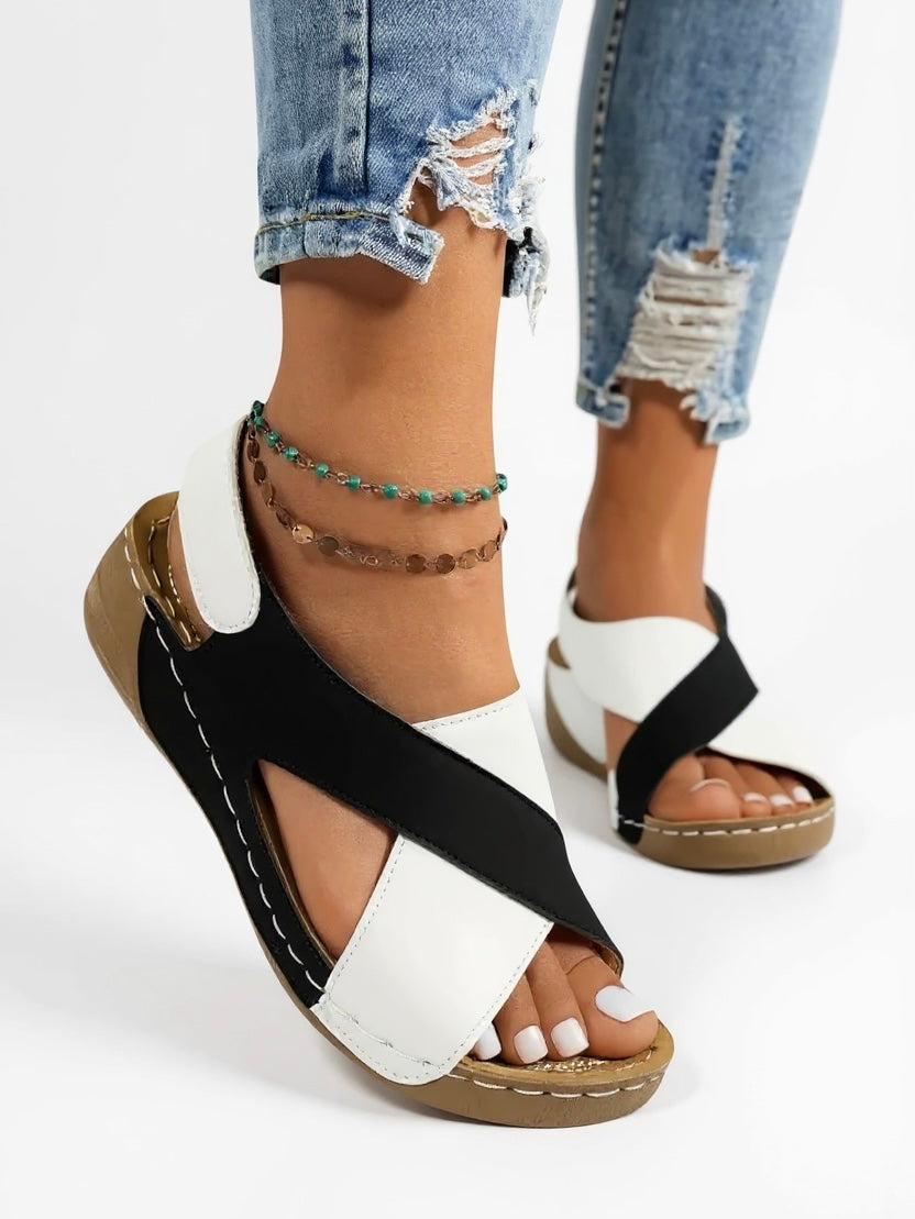 Elizabeth | Chic Cross Strap Platform Wedges Sandals